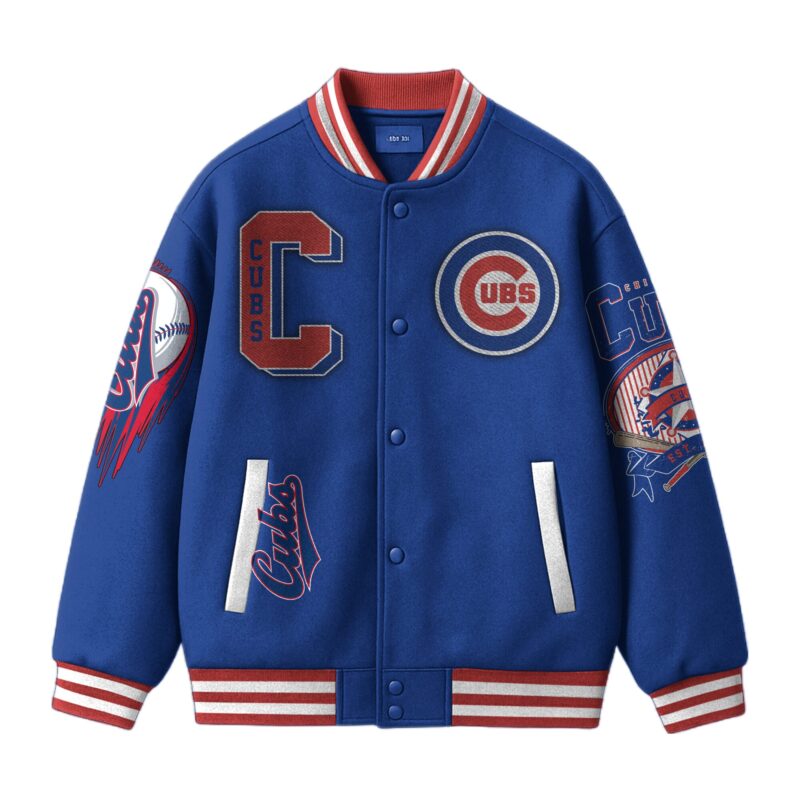[FLASH SALE] NEW CUSTOMIZED MLB04 CH CUBS SATIN VARSITY & BASEBALL JACKET