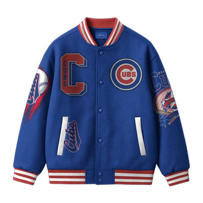 [FLASH SALE] NEW CUSTOMIZED MLB04 CH CUBS SATIN VARSITY & BASEBALL JACKET