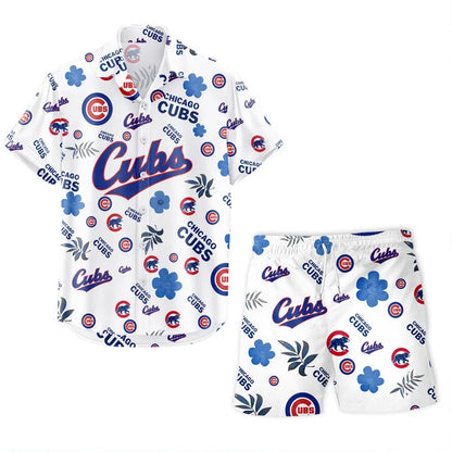[FLASH SALE] NEW CUSTOMIZED MLB04 CCS CHICAGO CUBS UNISEX HAWAIIAN SHIRT & SHORTS SET
