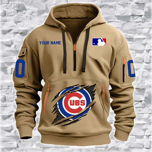 [FLASH SALE] NEW CUSTOMIZED MLB04 CH CUBS QUARTER ZIP HOODIE