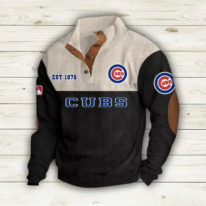 [FLASH SALE] NEW CUSTOMIZED MLB04 CCS CHICAGO CUBS BUTTON SWEATSHIRTS STAND COLLAR