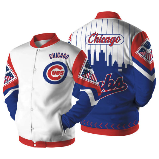 [FLASH SALE] NEW CUSTOMIZED MLB04 CH CUBS SATIN VARSITY & BASEBALL JACKET