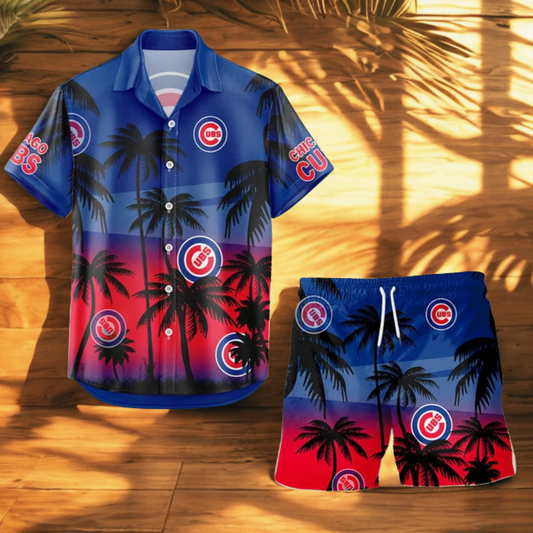 [FLASH SALE] NEW CUSTOMIZED MLB04 CCS CHICAGO CUBS UNISEX HAWAIIAN SHIRT & SHORTS SET