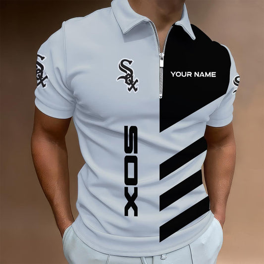 [FLASH SALE] NEW CUSTOMIZED MLB26 CWS CHICAGO WHITE SOX ZIP POLO SHIRT