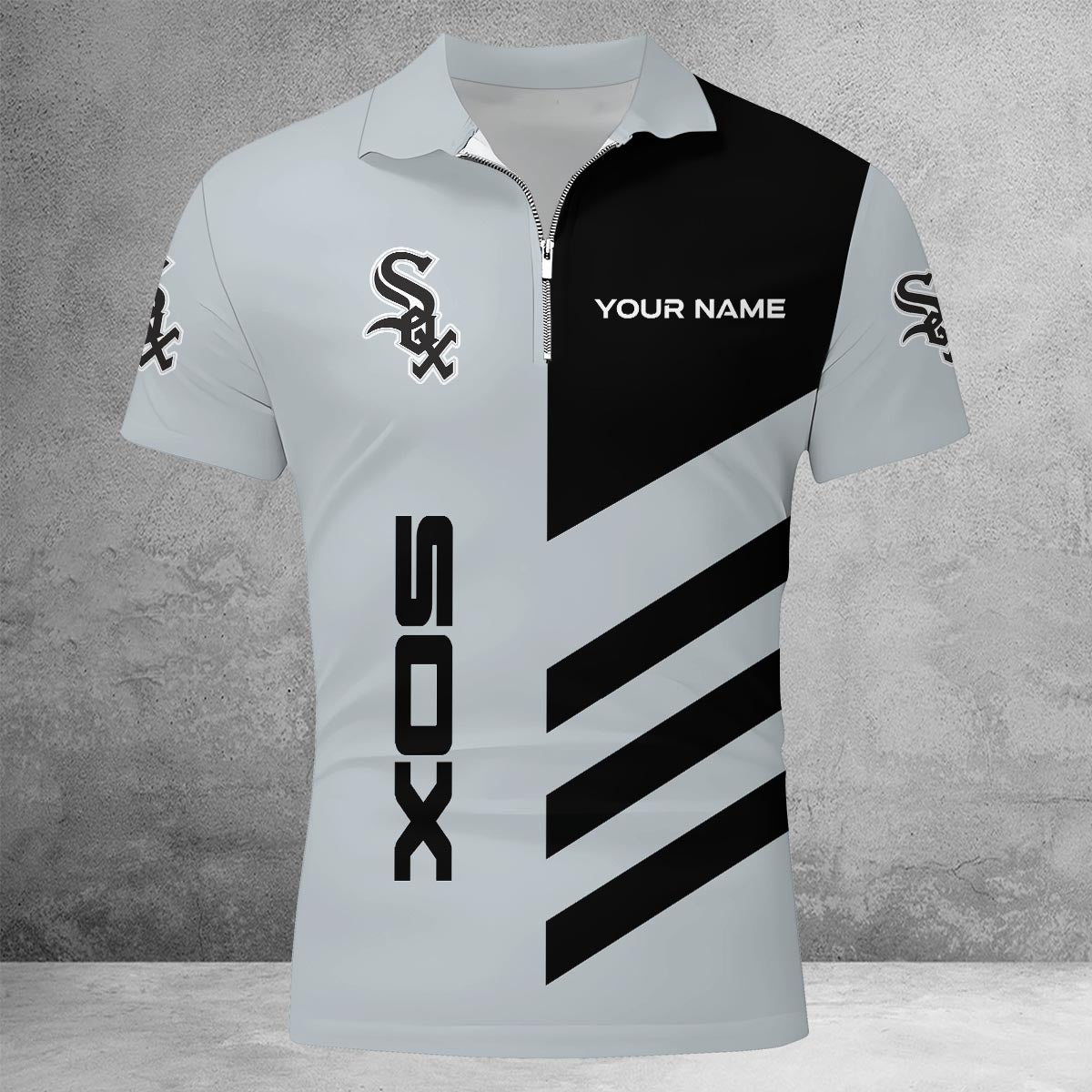 [FLASH SALE] NEW CUSTOMIZED MLB26 CWS CHICAGO WHITE SOX ZIP POLO SHIRT