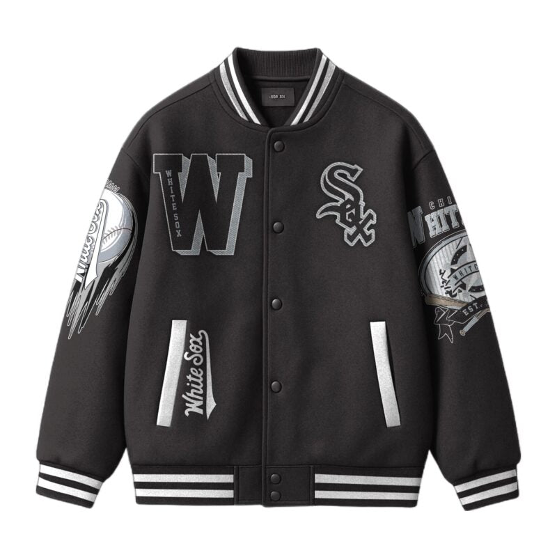 [FLASH SALE] NEW CUSTOMIZED MLB26 CW SOX SATIN VARSITY & BASEBALL JACKET