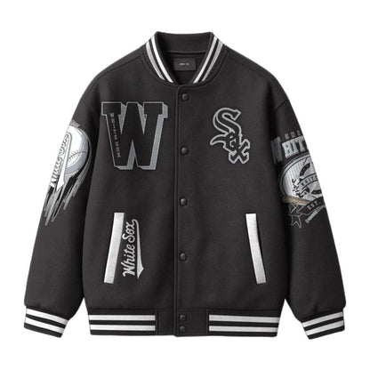[FLASH SALE] NEW CUSTOMIZED MLB26 CW SOX SATIN VARSITY & BASEBALL JACKET
