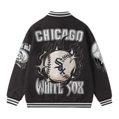 [FLASH SALE] NEW CUSTOMIZED MLB26 CW SOX SATIN VARSITY & BASEBALL JACKET