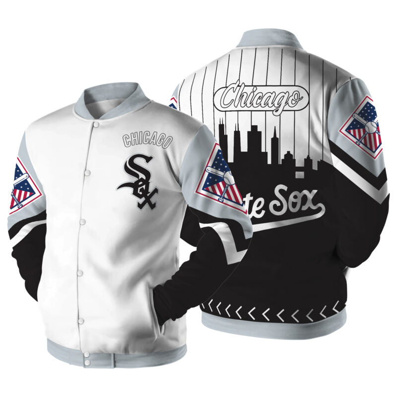[FLASH SALE] NEW CUSTOMIZED MLB26 CW SOX SATIN VARSITY & BASEBALL JACKET