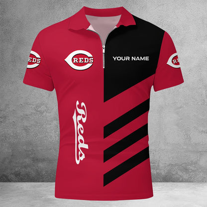 [FLASH SALE] NEW CUSTOMIZED MLB05 CRS CINCINNATI REDS ZIP POLO SHIRT