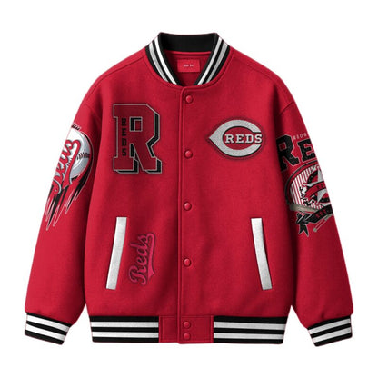 [FLASH SALE] NEW CUSTOMIZED MLB05 CC REDS SATIN VARSITY & BASEBALL JACKET