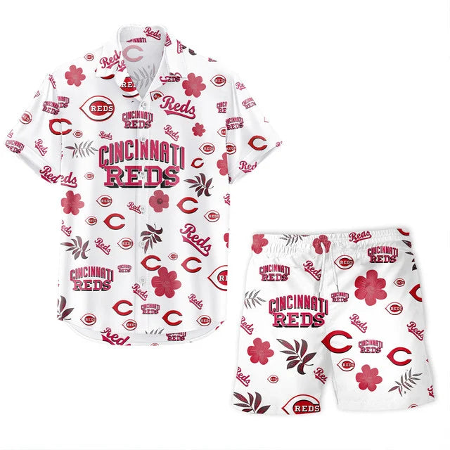 [FLASH SALE] NEW CUSTOMIZED MLB05 CRS CINCINNATI REDS UNISEX HAWAIIAN SHIRT & SHORTS SET