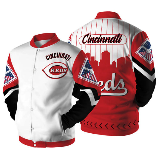 [FLASH SALE] NEW CUSTOMIZED MLB05 CC REDS SATIN VARSITY & BASEBALL JACKET