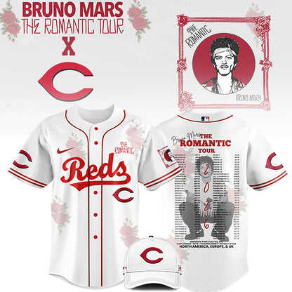 [FLASH SALE] NEW CUSTOMIZED MLB05 CC REDS x BRUNO MARS BASEBALL JERSEY & CAP
