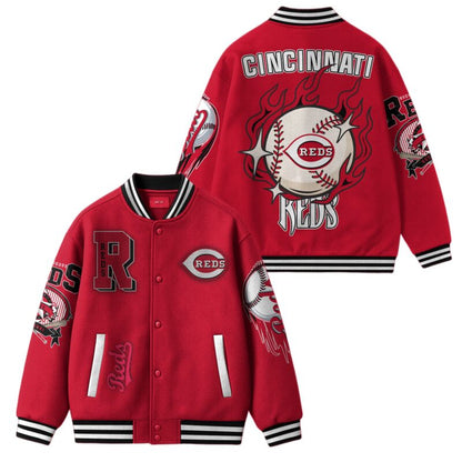 [FLASH SALE] NEW CUSTOMIZED MLB05 CC REDS SATIN VARSITY & BASEBALL JACKET