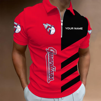 [FLASH SALE] NEW CUSTOMIZED MLB13 CGS CLEVELAND GUARDIANS ZIP POLO SHIRT