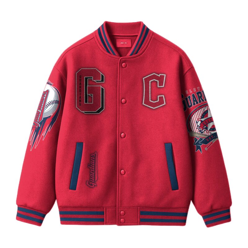 [FLASH SALE] NEW CUSTOMIZED MLB13 CL GUARDIANS SATIN VARSITY & BASEBALL JACKET