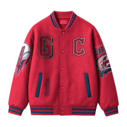[FLASH SALE] NEW CUSTOMIZED MLB13 CL GUARDIANS SATIN VARSITY & BASEBALL JACKET