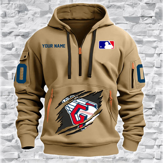 [FLASH SALE] NEW CUSTOMIZED MLB13 CL GUARDIANS QUARTER ZIP HOODIE