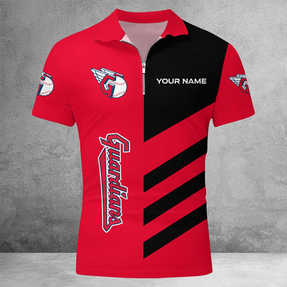 [FLASH SALE] NEW CUSTOMIZED MLB13 CGS CLEVELAND GUARDIANS ZIP POLO SHIRT