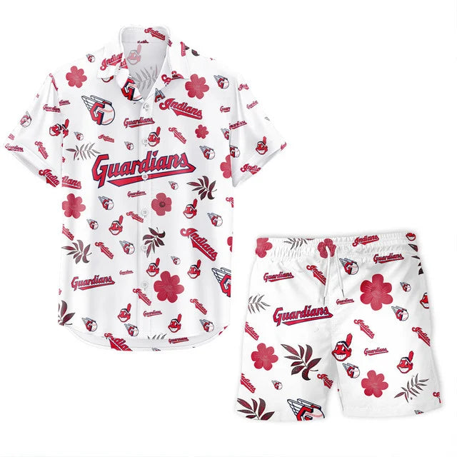 [FLASH SALE] NEW CUSTOMIZED MLB13 CGS CLEVELAND GUARDIANS UNISEX HAWAIIAN SHIRT & SHORTS SET