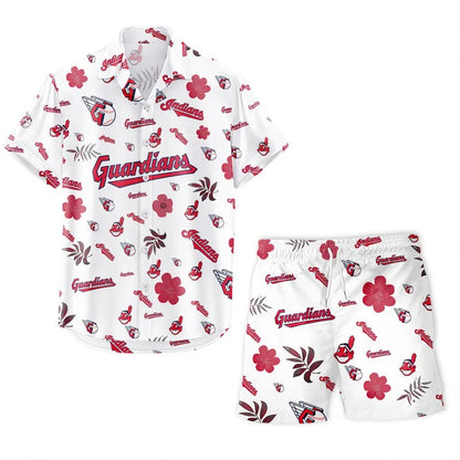 [FLASH SALE] NEW CUSTOMIZED MLB13 CGS CLEVELAND GUARDIANS UNISEX HAWAIIAN SHIRT & SHORTS SET