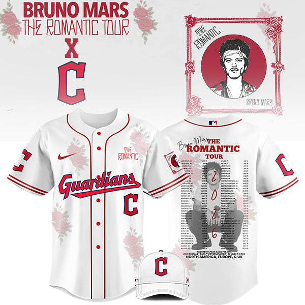 [FLASH SALE] NEW CUSTOMIZED MLB13 CL GUARDIANS x BRUNO MARS BASEBALL JERSEY & CAP