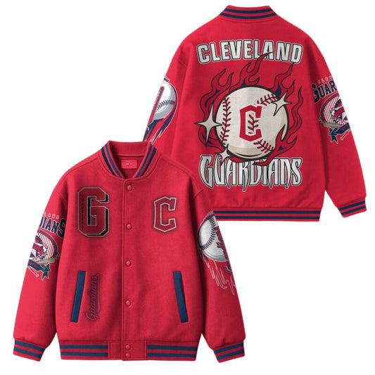 [FLASH SALE] NEW CUSTOMIZED MLB13 CL GUARDIANS SATIN VARSITY & BASEBALL JACKET