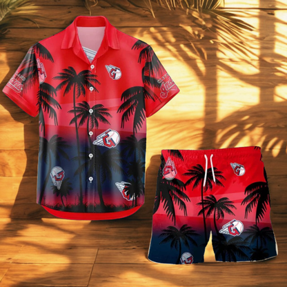 [FLASH SALE] NEW CUSTOMIZED MLB13 CGS CLEVELAND GUARDIANS UNISEX HAWAIIAN SHIRT & SHORTS SET
