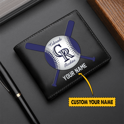 [FLASH SALE] NEW CUSTOMIZED MLB30 CL ROCKIES LEATHER WALLET