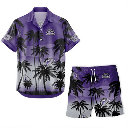 [FLASH SALE] NEW CUSTOMIZED MLB30 COR COLORADO ROCKIES UNISEX HAWAIIAN SHIRT & SHORTS SET