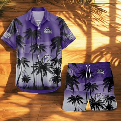 [FLASH SALE] NEW CUSTOMIZED MLB30 COR COLORADO ROCKIES UNISEX HAWAIIAN SHIRT & SHORTS SET