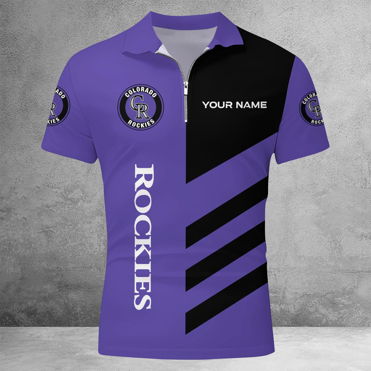 [FLASH SALE] NEW CUSTOMIZED MLB30 COR COLORADO ROCKIES ZIP POLO SHIRT
