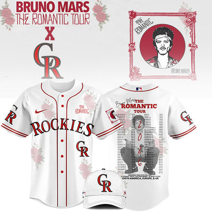 [FLASH SALE] NEW CUSTOMIZED MLB30 CL ROCKIES x BRUNO MARS BASEBALL JERSEY & CAP