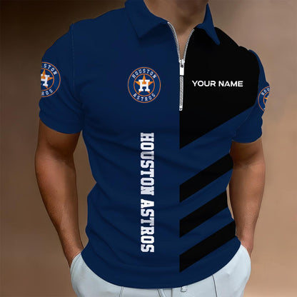 [FLASH SALE] NEW CUSTOMIZED MLB10 HAS HOUSTON ASTROS ZIP POLO SHIRT