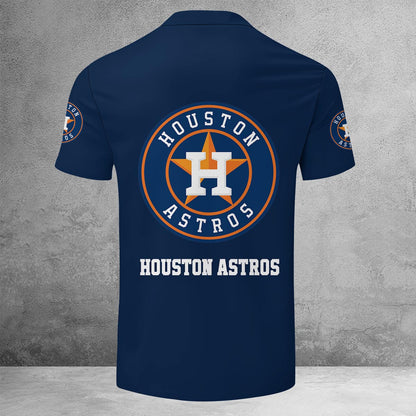 [FLASH SALE] NEW CUSTOMIZED MLB10 HAS HOUSTON ASTROS ZIP POLO SHIRT