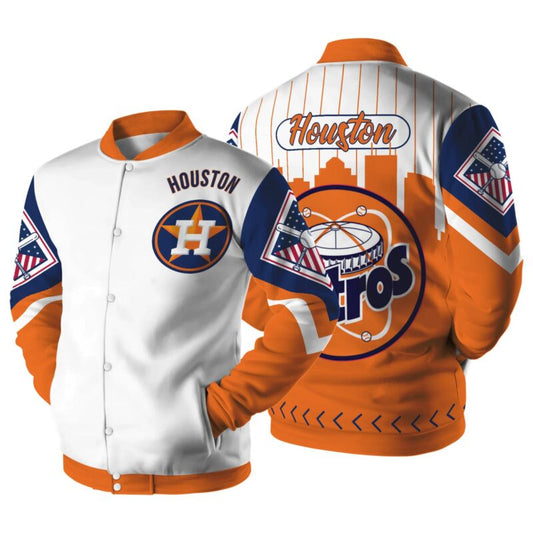 [FLASH SALE] NEW CUSTOMIZED MLB10 HT ASTROS SATIN VARSITY & BASEBALL JACKET