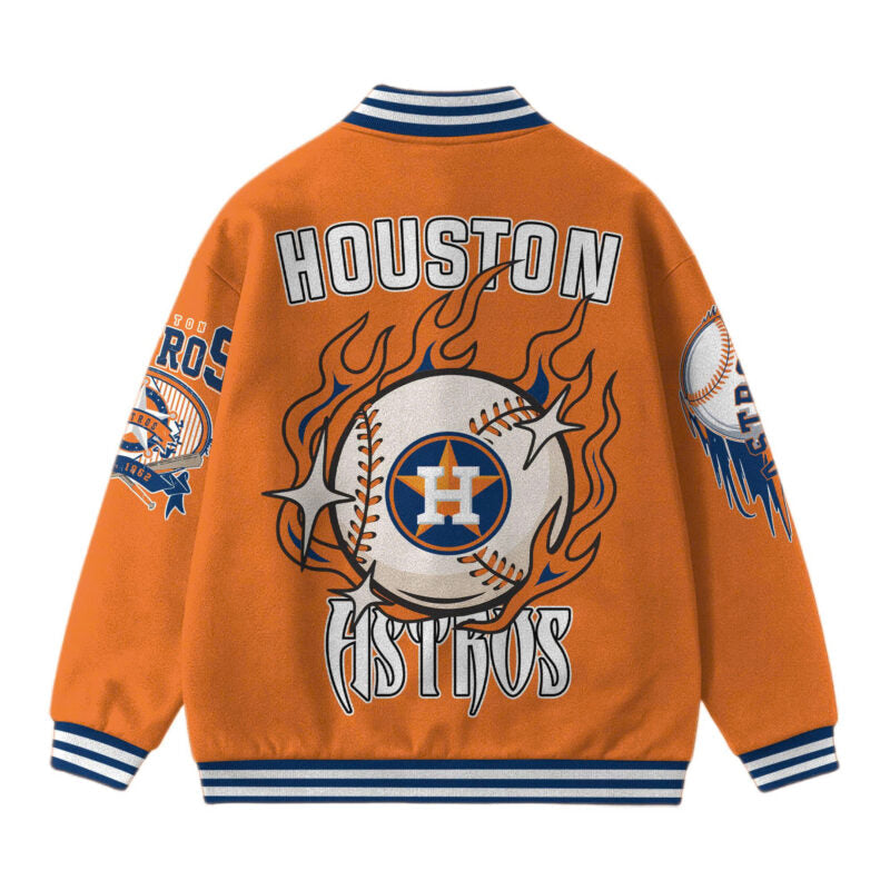 [FLASH SALE] NEW CUSTOMIZED MLB10 HT ASTROS SATIN VARSITY & BASEBALL JACKET