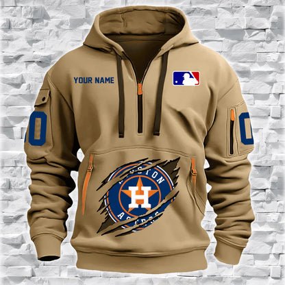 [FLASH SALE] NEW CUSTOMIZED MLB10 HT ASTROS QUARTER ZIP HOODIE