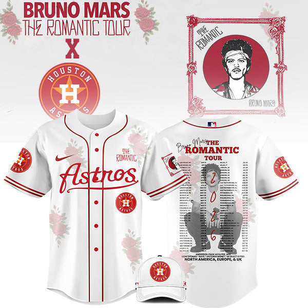 [FLASH SALE] NEW CUSTOMIZED MLB10 HT ASTROS x BRUNO MARS BASEBALL JERSEY & CAP