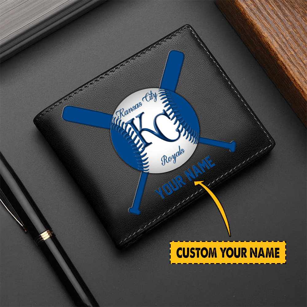 [FLASH SALE] NEW CUSTOMIZED MLB19 KC ROYALS LEATHER WALLET