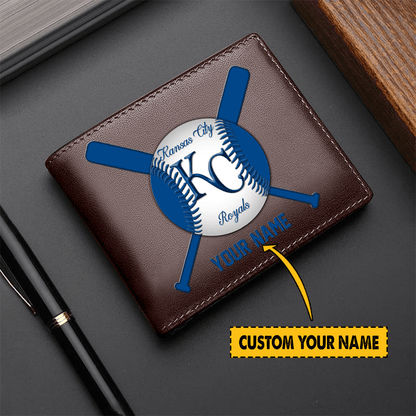 [FLASH SALE] NEW CUSTOMIZED MLB19 KC ROYALS LEATHER WALLET
