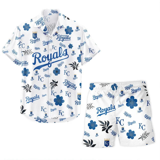 [FLASH SALE] NEW CUSTOMIZED MLB19 KCR KANSAS CITY ROYALS UNISEX HAWAIIAN SHIRT & SHORTS SET