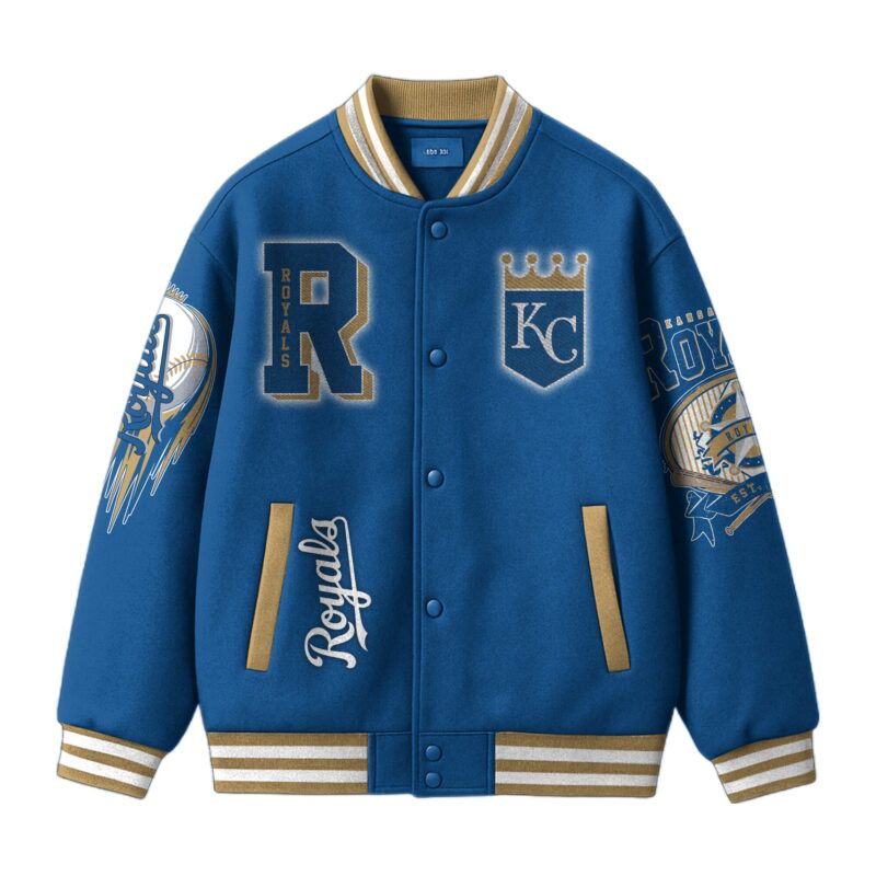 [FLASH SALE] NEW CUSTOMIZED MLB19 KC ROYALS SATIN VARSITY & BASEBALL JACKET