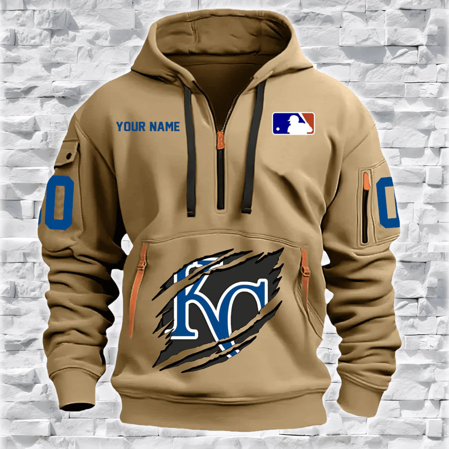 [FLASH SALE] NEW CUSTOMIZED MLB19 KC ROYALS QUARTER ZIP HOODIE