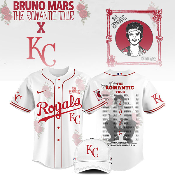 [FLASH SALE] NEW CUSTOMIZED MLB19 KC ROYALS x BRUNO MARS BASEBALL JERSEY & CAP