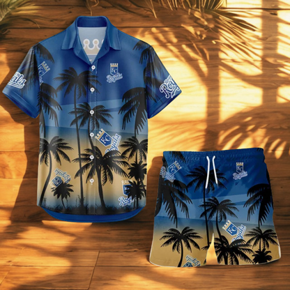 [FLASH SALE] NEW CUSTOMIZED MLB19 KCR KANSAS CITY ROYALS UNISEX HAWAIIAN SHIRT & SHORTS SET
