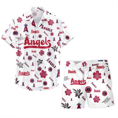 [FLASH SALE] NEW CUSTOMIZED MLB27 LAA LOS ANGELES ANGELS UNISEX HAWAIIAN SHIRT & SHORTS SET