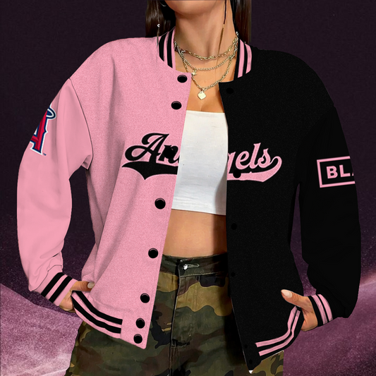 [FLASH SALE] NEW CUSTOMIZED MLB27 LAA LOS ANGELES ANGELS SATIN VARSITY & BASEBALL JACKET