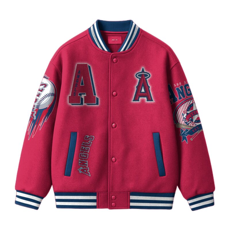 [FLASH SALE] NEW CUSTOMIZED MLB27 LA ANGELS SATIN VARSITY & BASEBALL JACKET